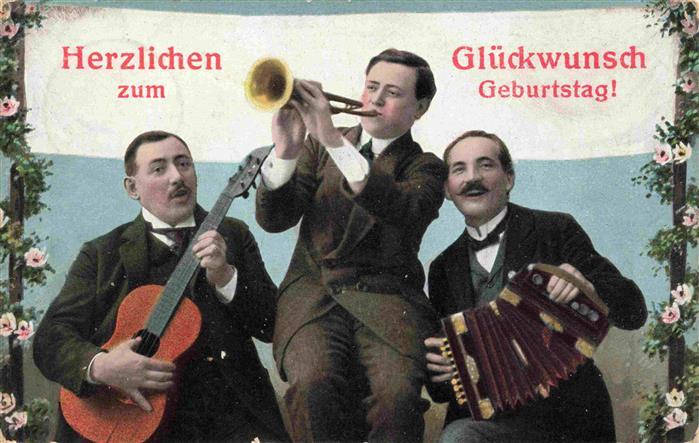 Geburtstag Birthday Anniversaire Gittare Trompete Akkardion