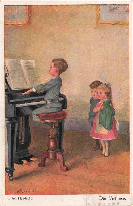Hendschel Ad. Kuenstlerkarte Der Virtuose Nr.522 Kinder