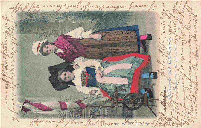 Trachten Frankreich Elsüsserin Lothringerin litho