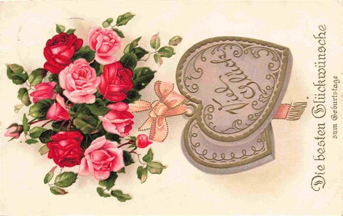 Rosen Roses Rosas-- Glueckwunsche Geburtstag Herz