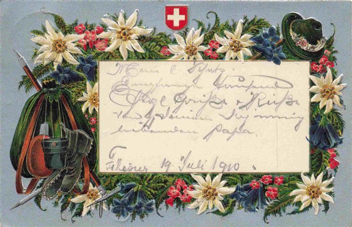 Gruss aus den Bergen Litho Schweiz
