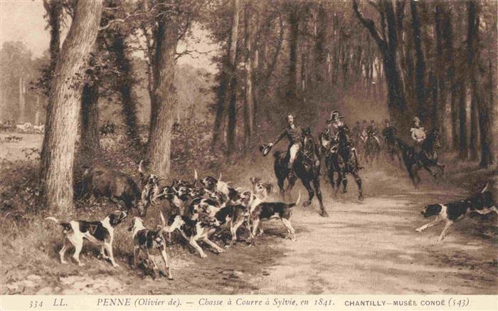 Jagd Chasse Hunting LL Nr. 334 Penne Hirschjagd Hunde Pferde