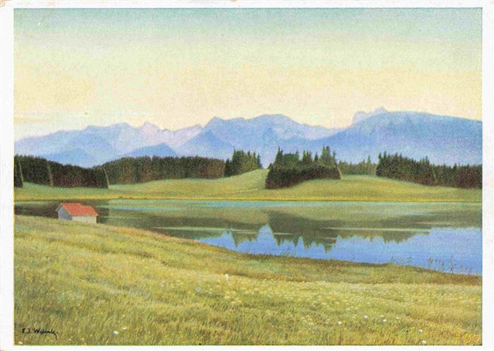 Wehrle J. Kuenstlerkarte Sommerabend im Allgaeu