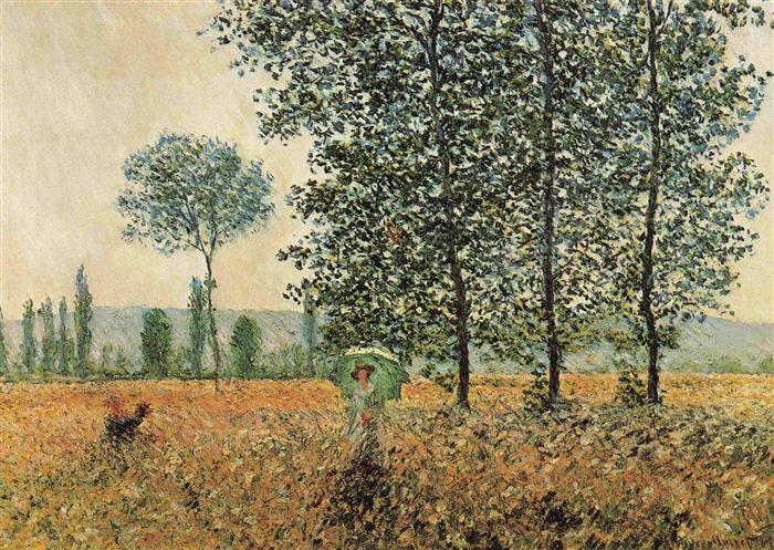 Monet Claude Kuenstlerkarte Felder im Fruehling
