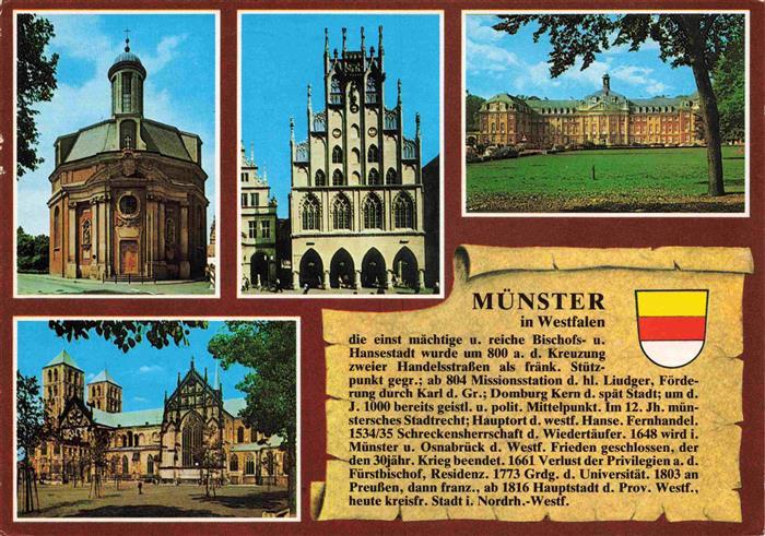 Chronik-AK Muenster Rathaus Schloss Dom St. Clemenkirche