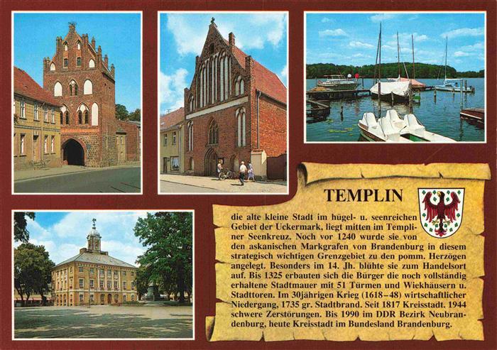 Chronik-AK Templin Muehlentor St.-Georgen-Kirche Templinersee Rathaus