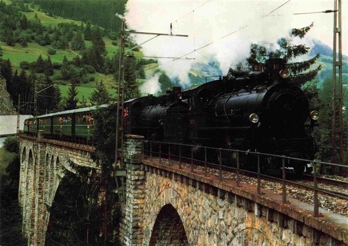 Eisenbahn Railway Chemin de Fer Dampfextrazug Rhaetische Bahn RhB Soliser Viaduk