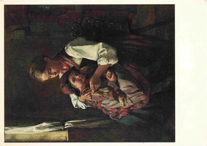 Koller Rudolf Kuenstlerkarte Die Strickerin