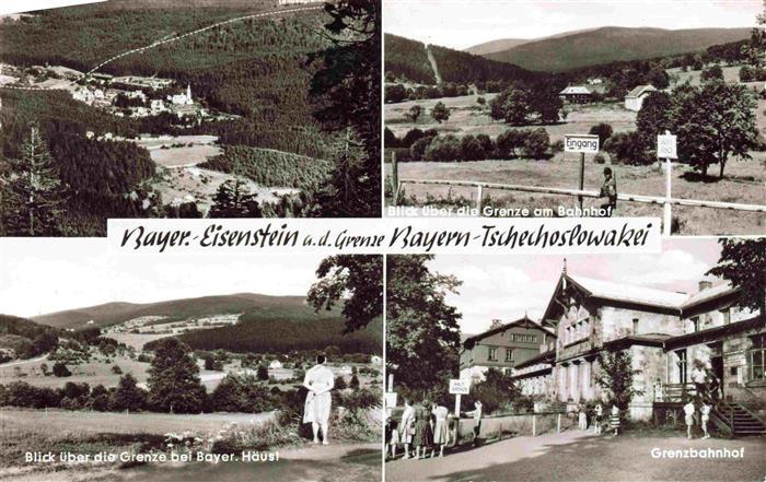 Bayerisch Eisenstein Panorama Blick ueber die Grenze Grenzbahnhof