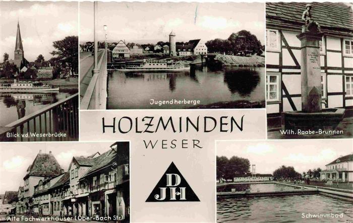Holzminden Weser Niedersachsen Weserbruecke Jugendherberge Wilhelm Raabe-Brunnen