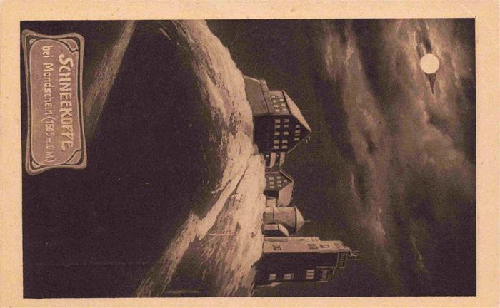 Schneekoppe Snezka CZ Berghotels Schneekoppe bei Mondschein Kupfertiefdruck