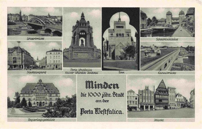 Minden  Westfalen Weser 1000jaehrige Stadt Porta Westfalica Weserbruecke Regieru
