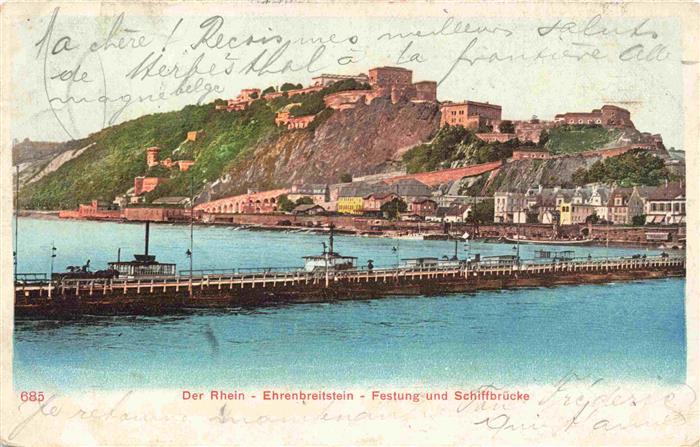 Ehrenbreitstein Koblenz Rheinpartie Festung und Schiffbruecke