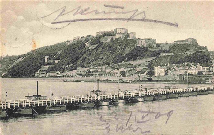 Ehrenbreitstein Koblenz Rheinpartie Festung und Schiffbruecke