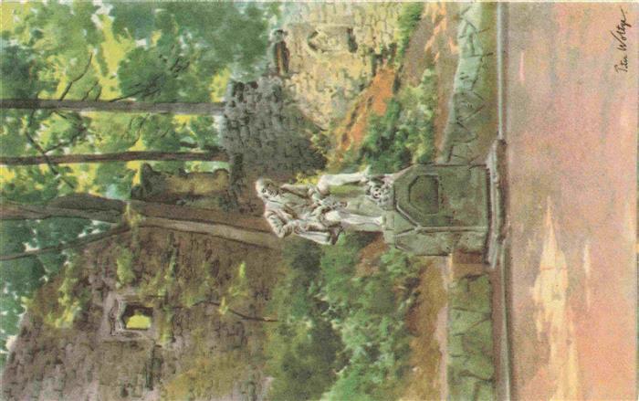 WEIMAR  Thueringen Shakespeare Denkmal im Weimarer Park Aquarell