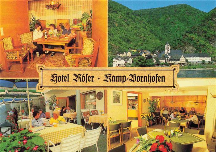 Bornhofen Kamp Rhein Hotel Roeser Restaurant Motiv mit Kirche