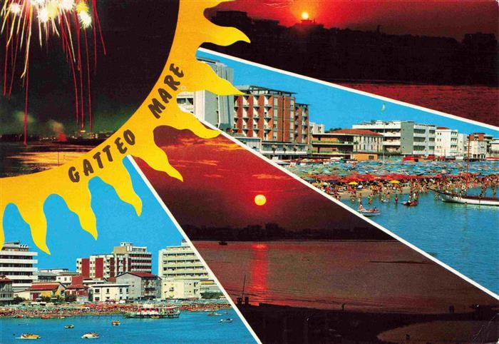 Gatteo Mare IT La spiaggia Strand Sonnenuntergang am Meer