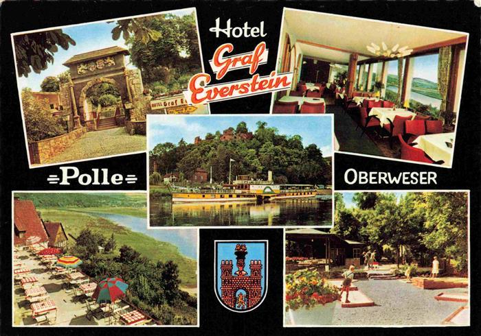 Polle Oberweser Hotel Graf Everstein Restaurant Terrasse Minigolf Fahrgastschiff