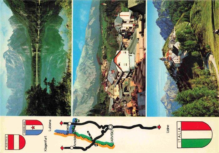 Tarvisio 751m Udine IT Die drei Grenzen Landschaftspanorama Alpen