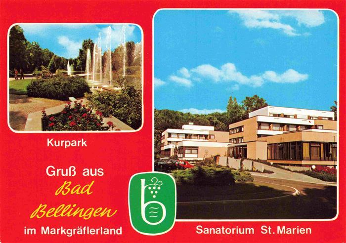 Bad Bellingen Kurpark Sanatorium St. Marien Kurort im Markgraeflerland Schwarzwa