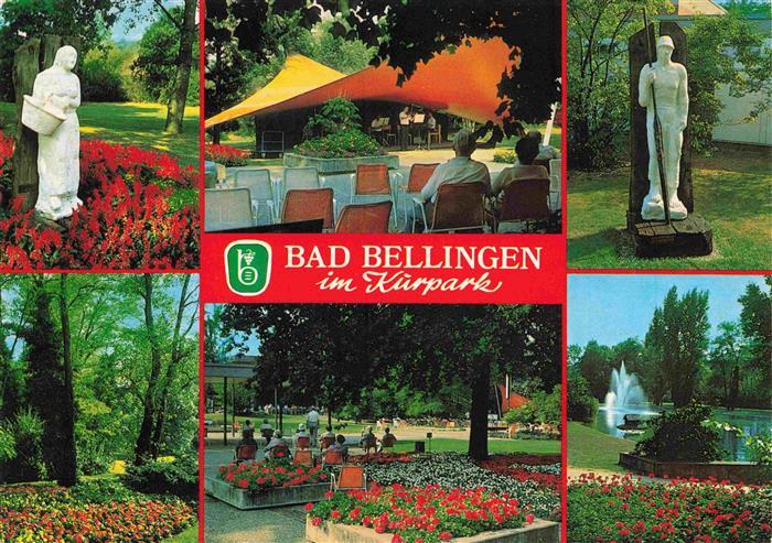 Bad Bellingen Kurort im Markgraeflerland Schwarzwald Kurpark Statuen Konzertpavi
