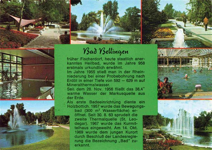 Bad Bellingen Kurort im Markgraeflerland Schwarzwald Thermalbad Kurpark Wassersp