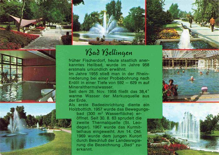 Bad Bellingen Kurort im Markgraeflerland Schwarzwald Thermalbad Kurpark Wassersp