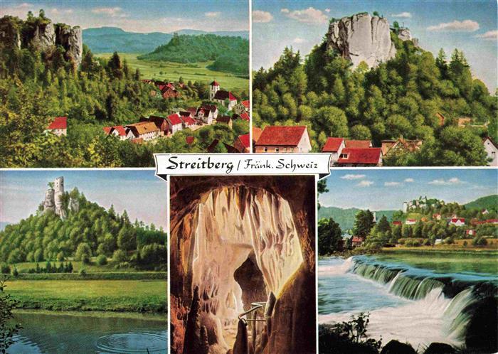 Streitberg Oberfranken Panorama Fraenkische Schweiz Burgruine Felsen Hoehle Wehr