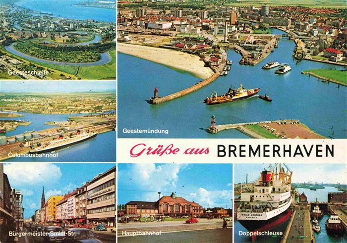 BREMERHAVEN Nordsee Geestemuendung Colombusbahnhof Luftaufnahmen Strassenpartie