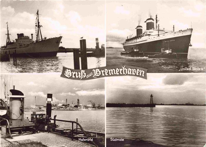 BREMERHAVEN Nordsee Hafenbild Suedmole Hochseedampfer MS United States