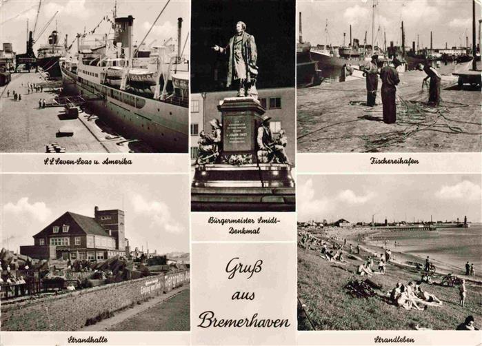 BREMERHAVEN Nordsee Hochseedampfer Buergermeister-Smidt-Denkmal Fischereihafen S