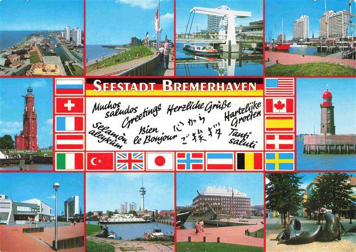 BREMERHAVEN Nordsee Teilansichten Seestadt Hafen Columbuskaje Leuchtturm Nationa