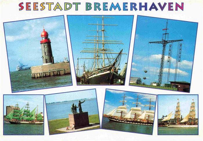 BREMERHAVEN Nordsee Hafenansichten Seestadt Leuchtturm Denkmal Segelschiffe Wind
