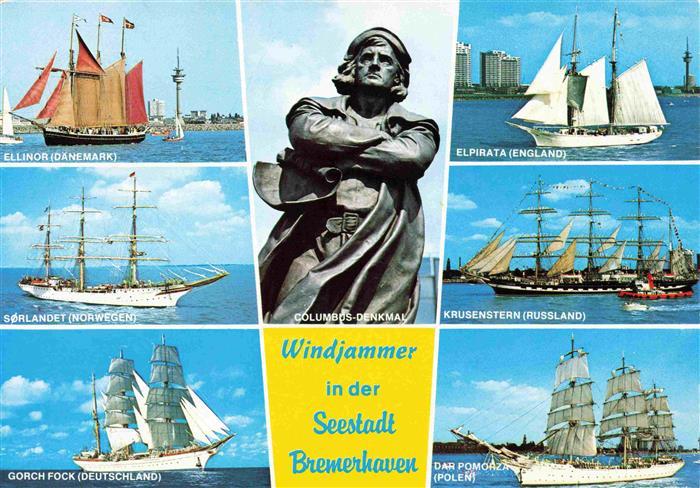 BREMERHAVEN Nordsee Windjammer in der Seestadt Columbus-Denkmal