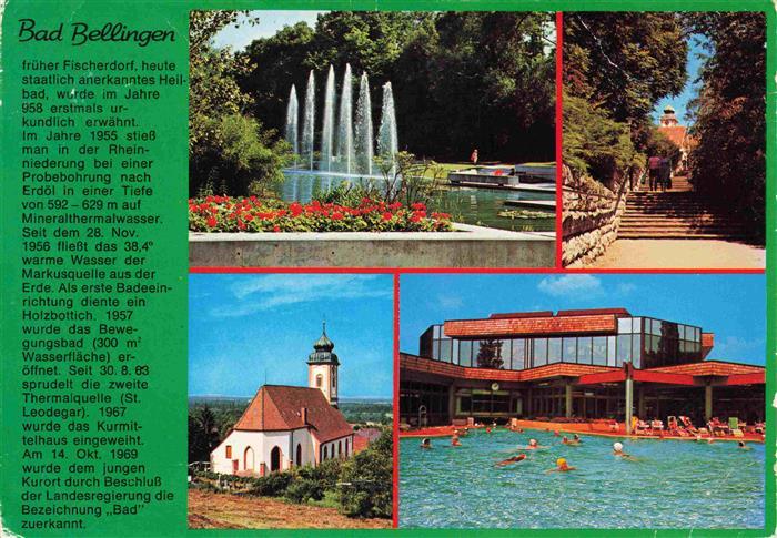 Bad Bellingen Thermalmineralbad Kirche Kurpark Wasserspiele Kurort im Markgraefl