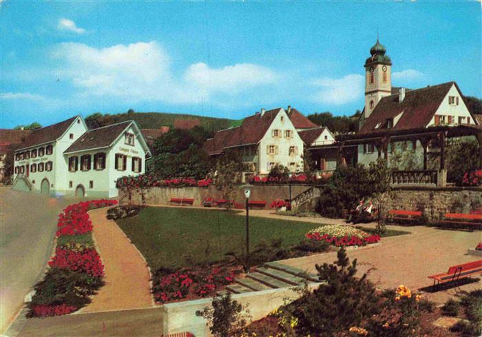 Bad Bellingen Teilansicht mit Kirche Kurort im Markgraeflerland Schwarzwald