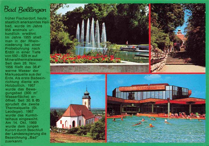 Bad Bellingen Thermalmineralbad Kurpark Wasserspiele Kirche Kurort im Markgraefl