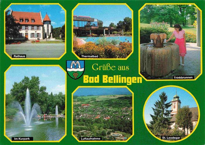 Bad Bellingen Rathaus Thermalbad Trinkbrunnen Kurpark Kirche Luftaufnahme Kurort