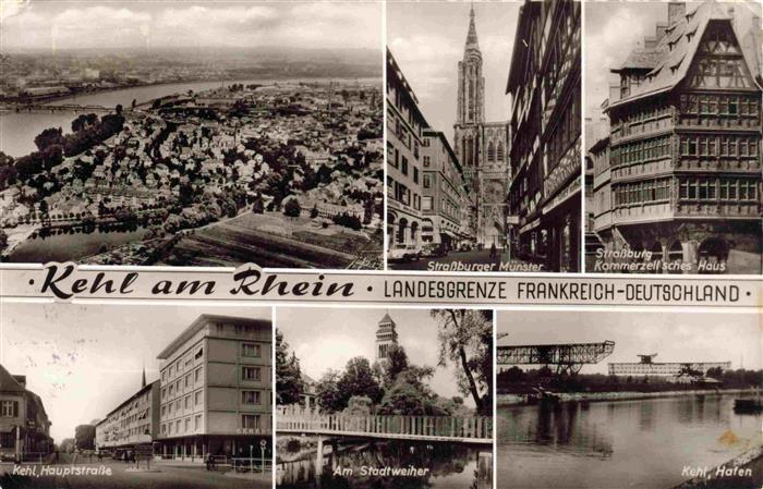 Kehl  Rhein Panorama Strassburger Münster Kommerzel
