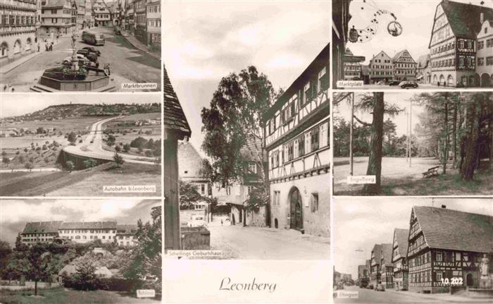 Leonberg  Wuerttemberg Marktbrunnen Autobahn Schloss Schellings Geburtshaus Mark