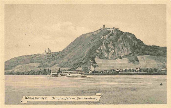 Koenigswinter Rhein Drachenfels mit Drachenburg