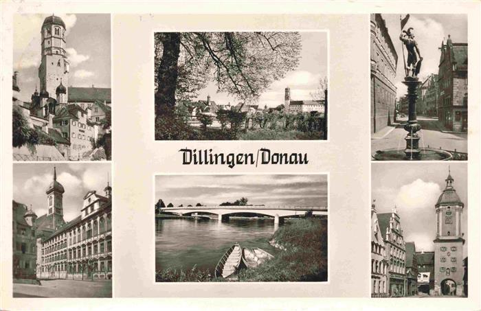 Dillingen Donau Kirche Panorama Brunnen Donaupartie Stadttor
