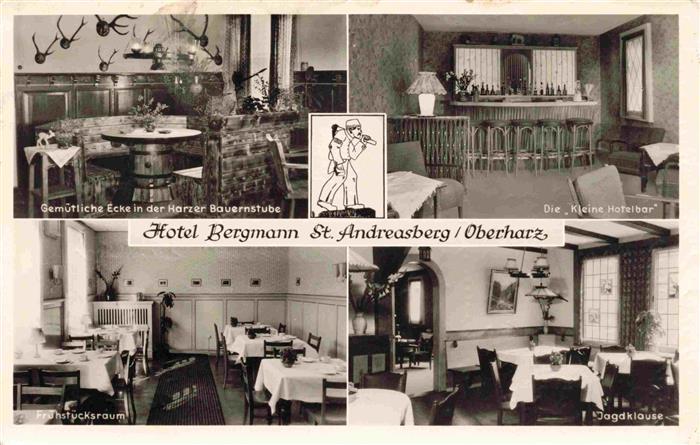 St Andreasberg Harz Harzer Bauernstube Die Kleine Hotelbar Fruehstuecksraum Jagd