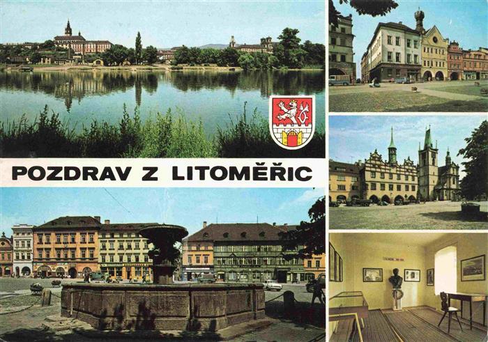 Litomerice Leitmeritz CZ Panorama Teilansichten Brunnen Schloss
