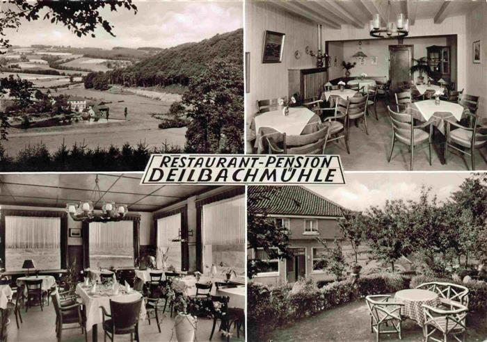 Langenberg Rheinland Restaurant Pension Deilbachmuehle Gastraeume Garten