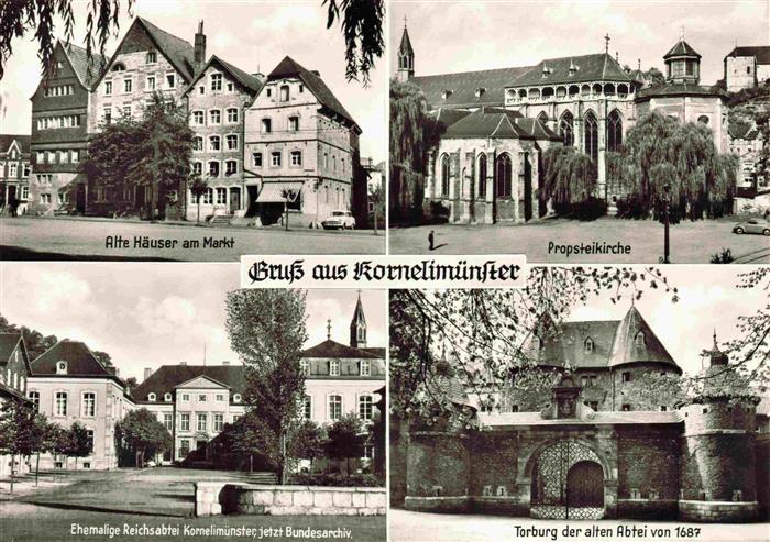 Kornelimuenster Aachen NRW alte Haeuser am Markt Propsteikirche Ehem Reichsabtei
