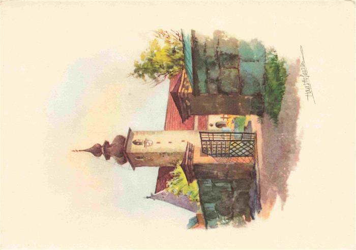 Enns Oberoesterreich AT Friedhof Kirche Illustration