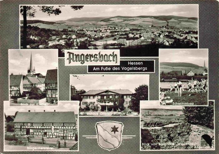 Angersbach Panorama Kirche Herrenhaus OT Hofgut Sassen Schwimmbad Buergermeister