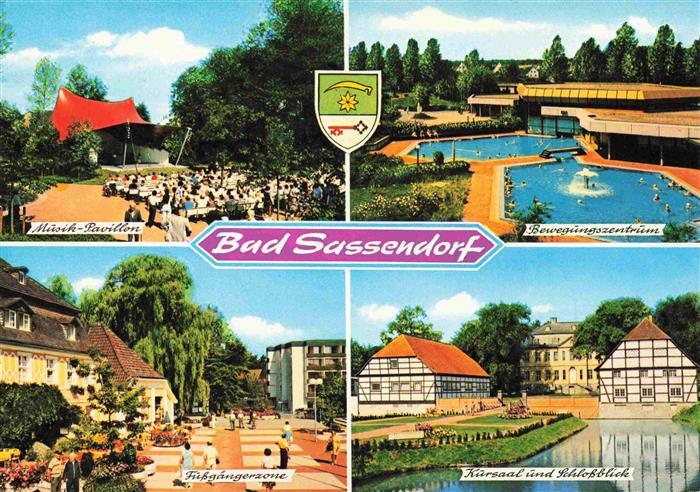 Bad Sassendorf Musik Pavillon Bewegungszentrum Fussgaengerzone Kursaal und Schlo