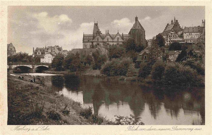 MARBURG  LAHN Blick vom neuen Dammweg aus Kupfertiefdruck